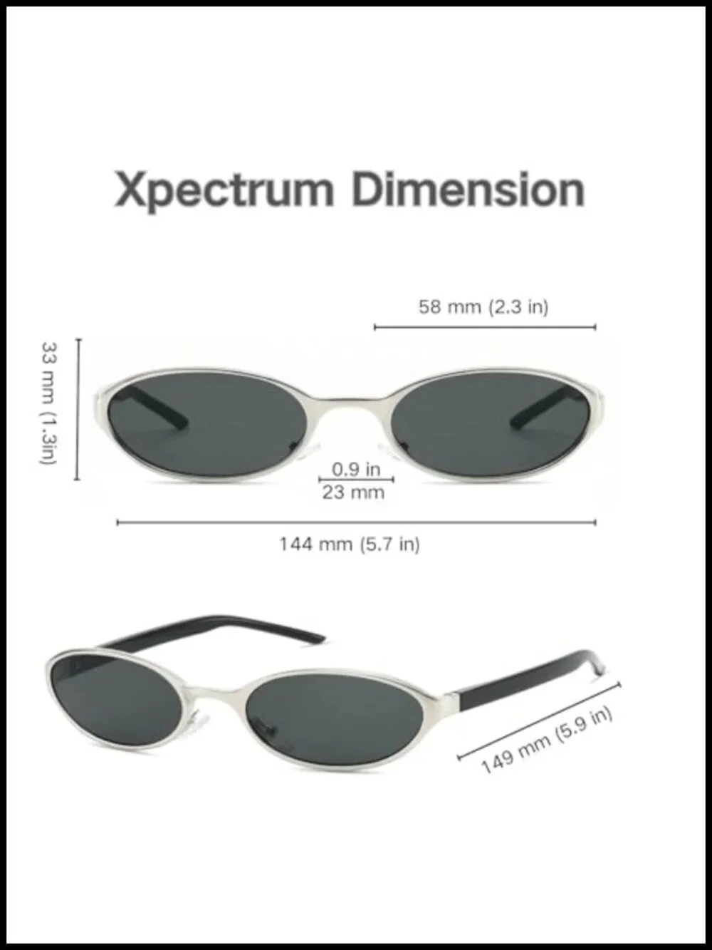 Narrow Retro Silver Sunglasses Y2K Oval Frame UV400